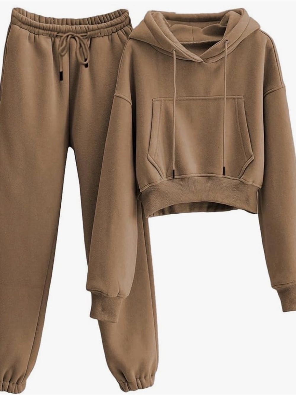 Amazon Essentials Women's Cropped Hoodie & Joggers Set - Brown